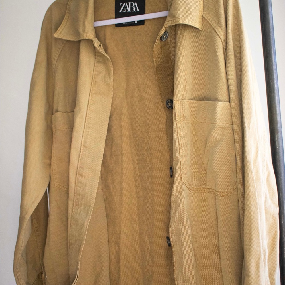 ZARA Khaki Utility Overshirt / Shacket – Size Large, Excellent Condition